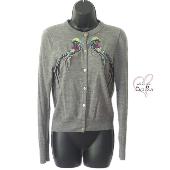 SALE Jackie Cardigan with Embroidered Pheasants (J. Crew) - Picture 1 of 4